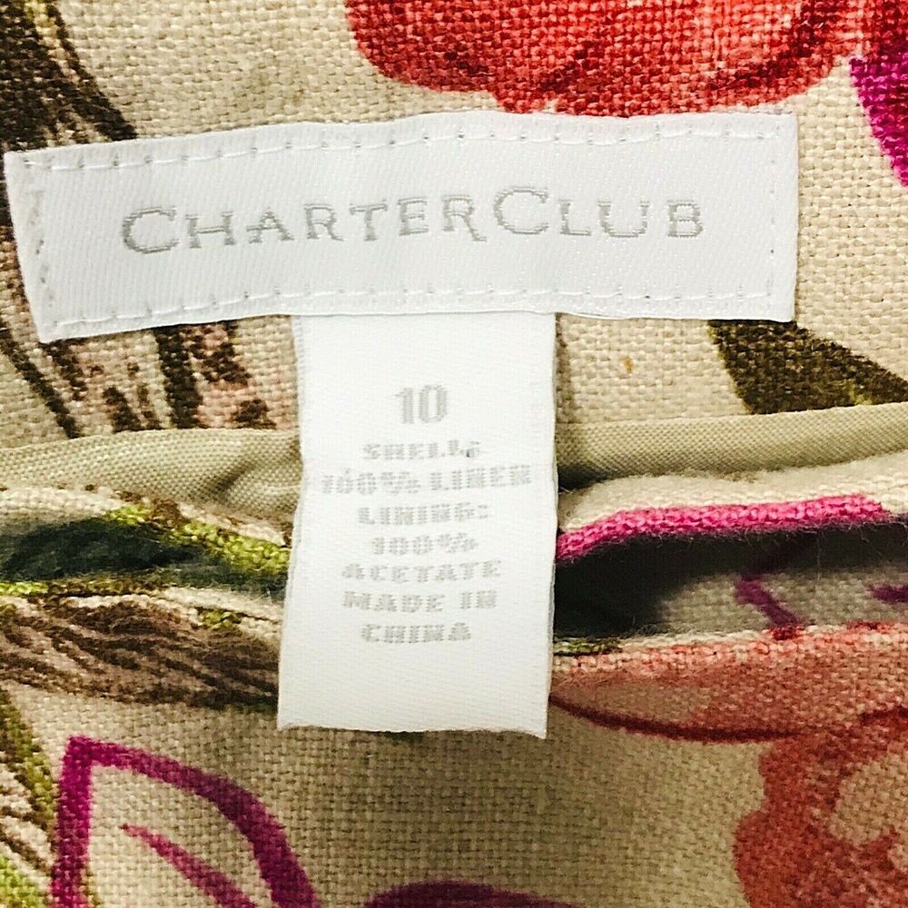 Charter Club 100% Linen Wrap Skirt Women 10 Long Maxi Lined Floral Boho Beach - Picture 2 of 12